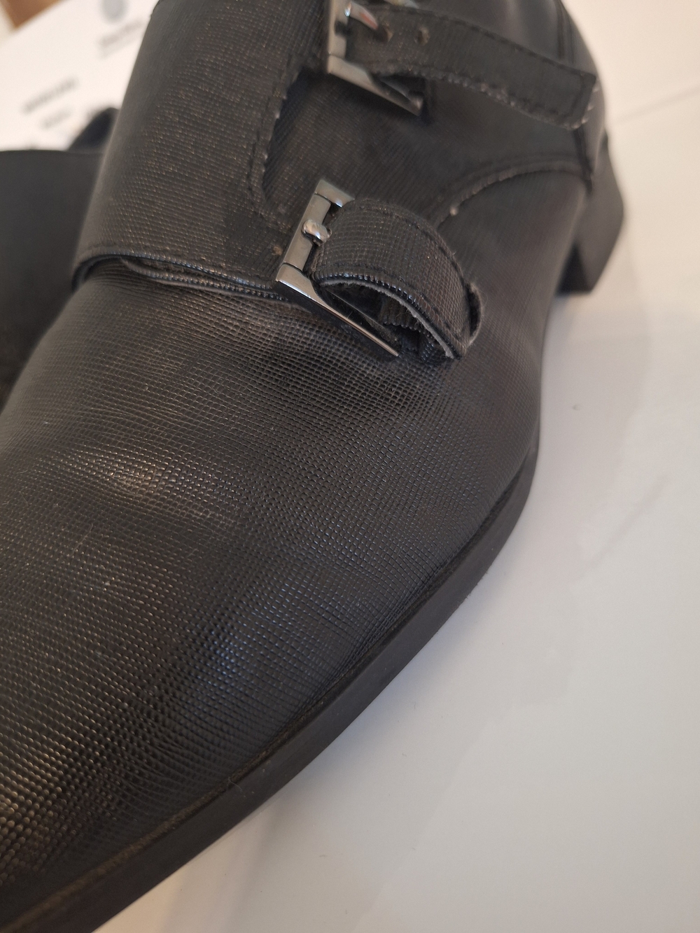 Calvin Klein Men's Black Textured Double Monk Strap Shoe